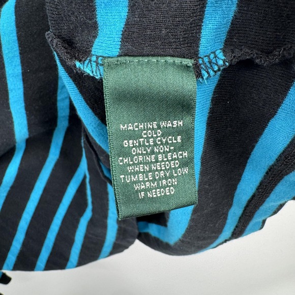 Lauren Ralph Lauren Shirt Womens 3X Black Blue Striped Long Sleeve Cotton Plus - Picture 4 of 7